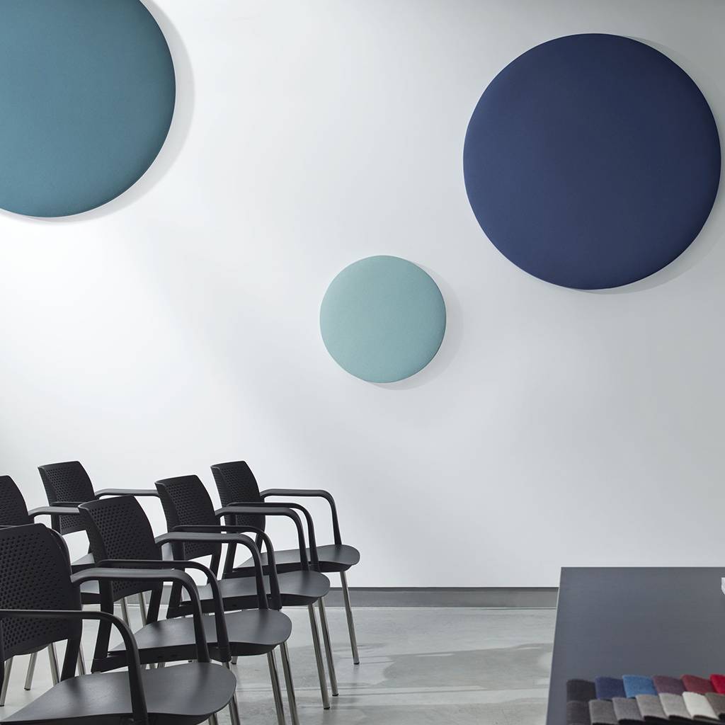 Akustik Wandabsorber Calm Kreise / rund | grau | Schallabsorptionsklasse A | Ø 60 x 5 cm | Holzkern | Bariton