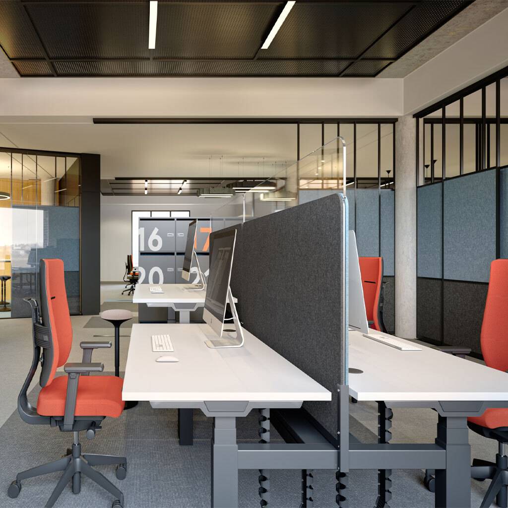 Akustik Tischpaneel BravoTex für Teamschreibtisch