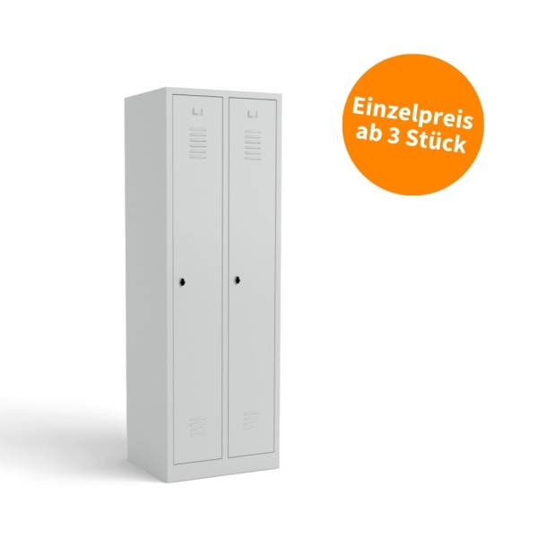 MBM 3 Stück Spind 2-türig WRC , Drehriegelverschluss, Lichtgrau