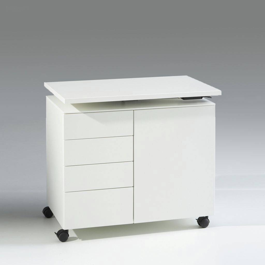 Mobiler Anstellcontainer Solum – rollbar | grifflose Fronten | vielseitige Nutzung Druckerschrank / Anstellpult | Made in Germany | fertig montiert