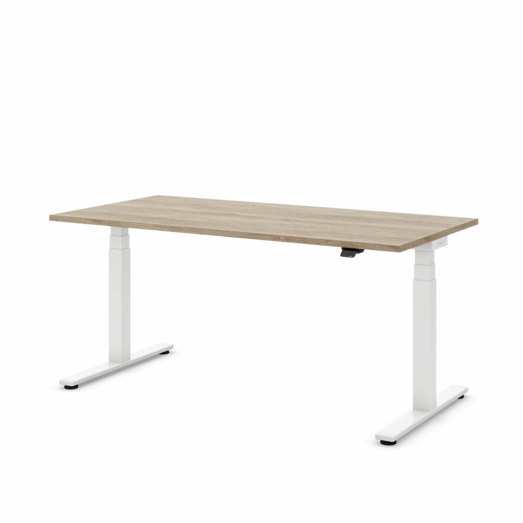 Höhenverstellbarer Schreibtisch 160cm x 80cm weiß/Eiche Dekor Masterlift Flex | Made in Germany | Stabil | Inwerk | weiss/eiche Dekor | Dekor/HPL