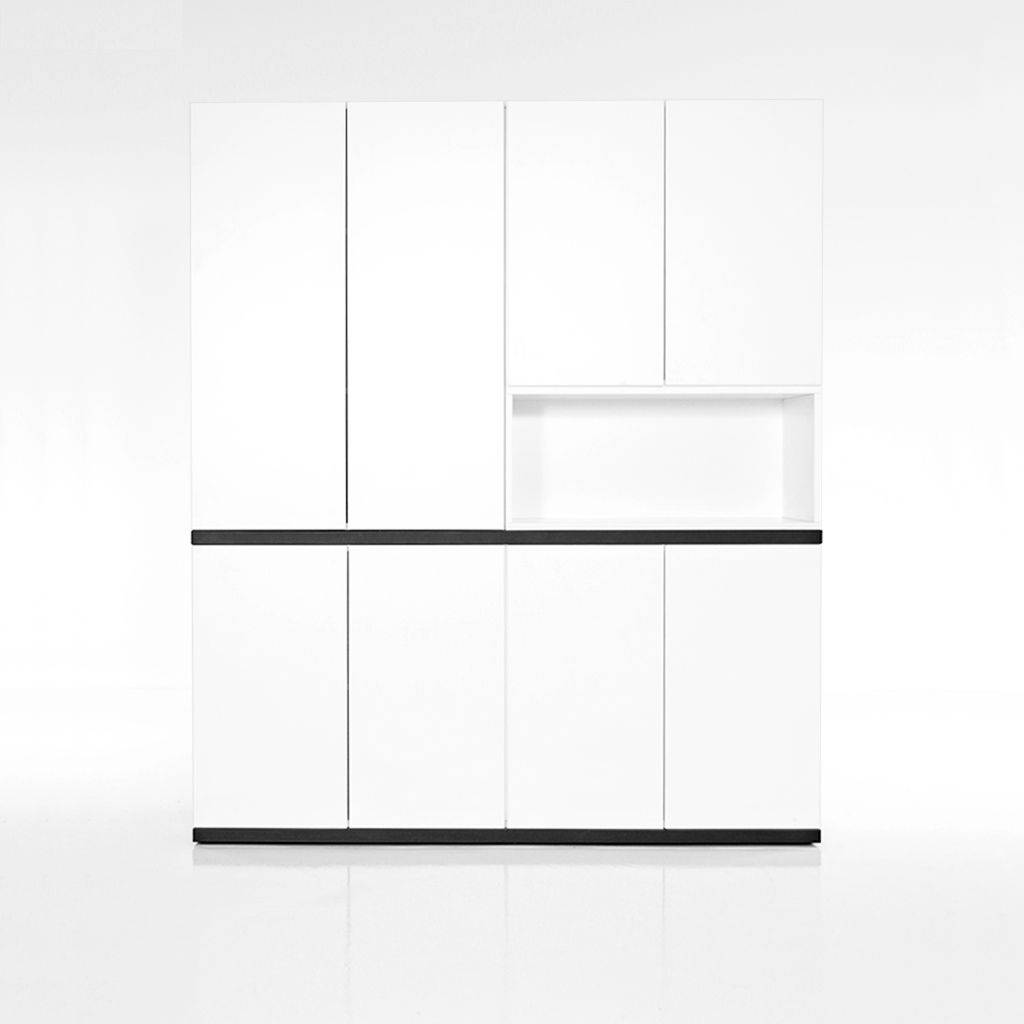 Aktenschrank Ordnerhöhe 5 Inwerk Paterio Kombischrank Weiss | Höhe 1932 mm | Breite 1600 mm | Tiefe 440 mm| Push-To-Open | Holzwerkstoffplatten E1