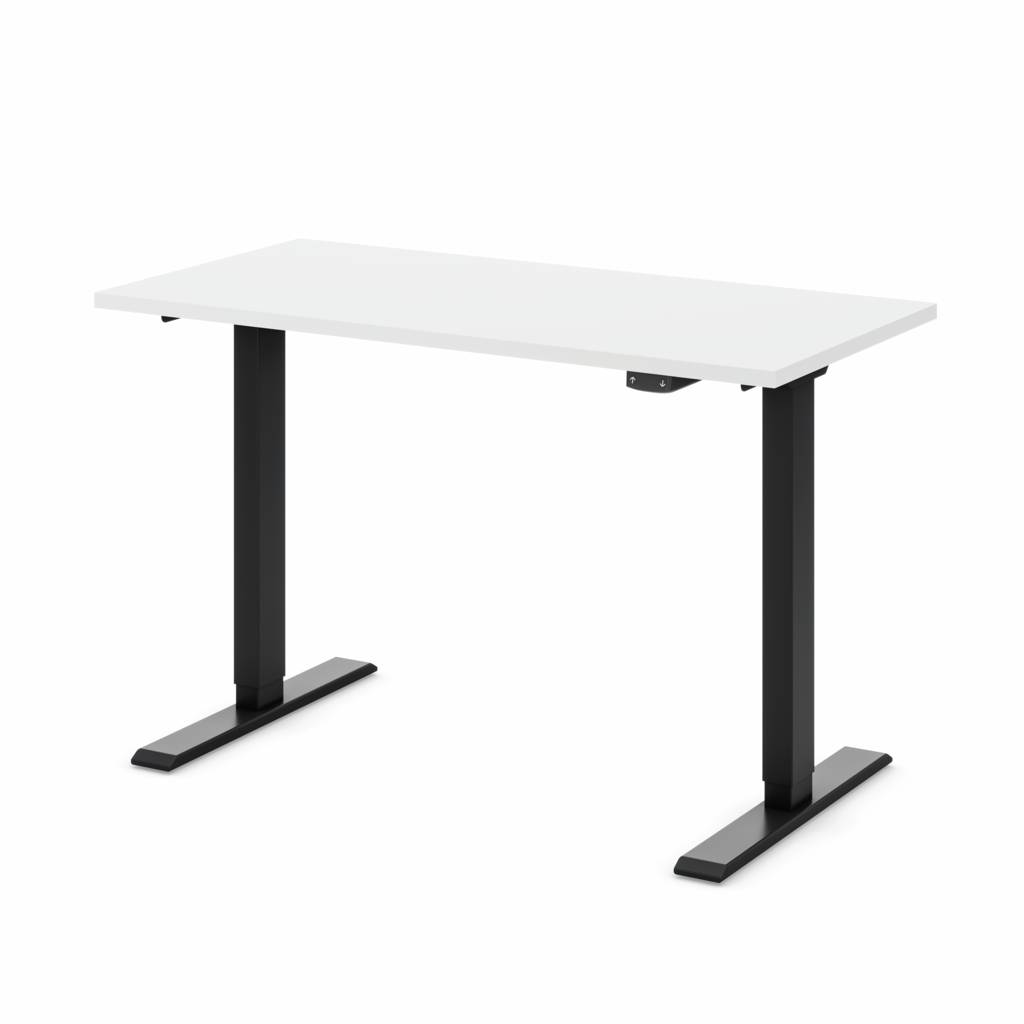Höhenverstellbarer Schreibtisch Schwarz 118 - 140 cm Ecolift | elektrisch | Plattenstärke 2,5 cm | 2-fach Hubsäule | < 50 dB | Inwerk