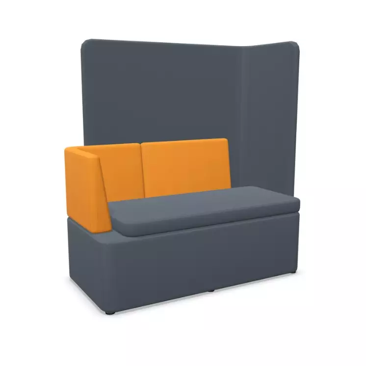 Highback Sofa Kayla Rückenlehne links Grau/Orange | Breite 128,5 cm | Höhe 135 cm | 66,5 cm | Modular | Oscar | mit Rückenlehne