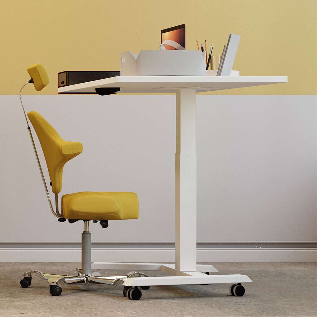 Höhenverstellbarer Stehpult-Konverter – Gasfederunterstützt, 60x35 Cm, Für Monitor/Laptop, Weiß