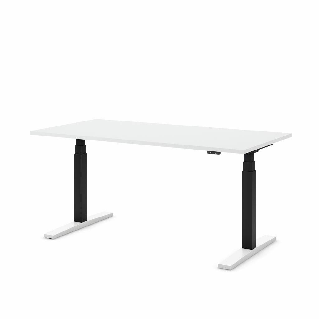Höhenverstellbarer Schreibtisch Imperio Lift Q2 - schwarz-weiß, 160x80cm, bis 80 kg, ergonomisch, traversenfrei, 6 Klemmen, stabiles Gestell - Inwerk