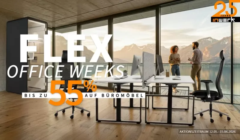 Flex Office Weeks – Bis zu 55 % sparen auf ergonomische & flexible Bürowelten
