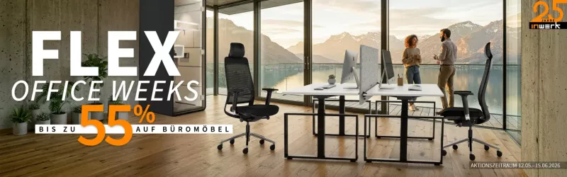 Flex Office Weeks – Bis zu 55 % sparen auf ergonomische & flexible Bürowelten