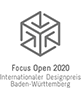 Logo des gewonnen Preises für Focus Open 2020, internationaler designpreis Baden-Würtenberg