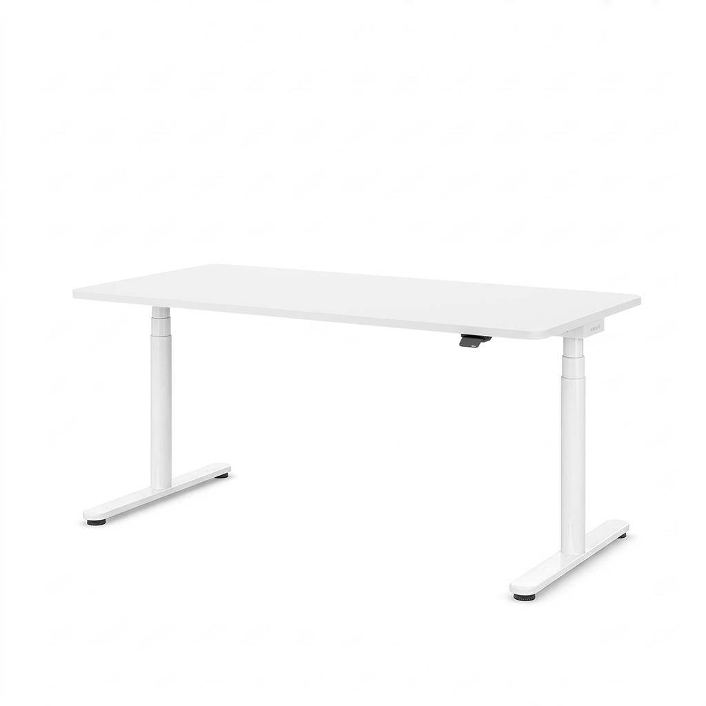 Masterlift Flex höhenverstellbarer Schreibtisch mit runder Hubsäule, weiß 180 x 80 cm