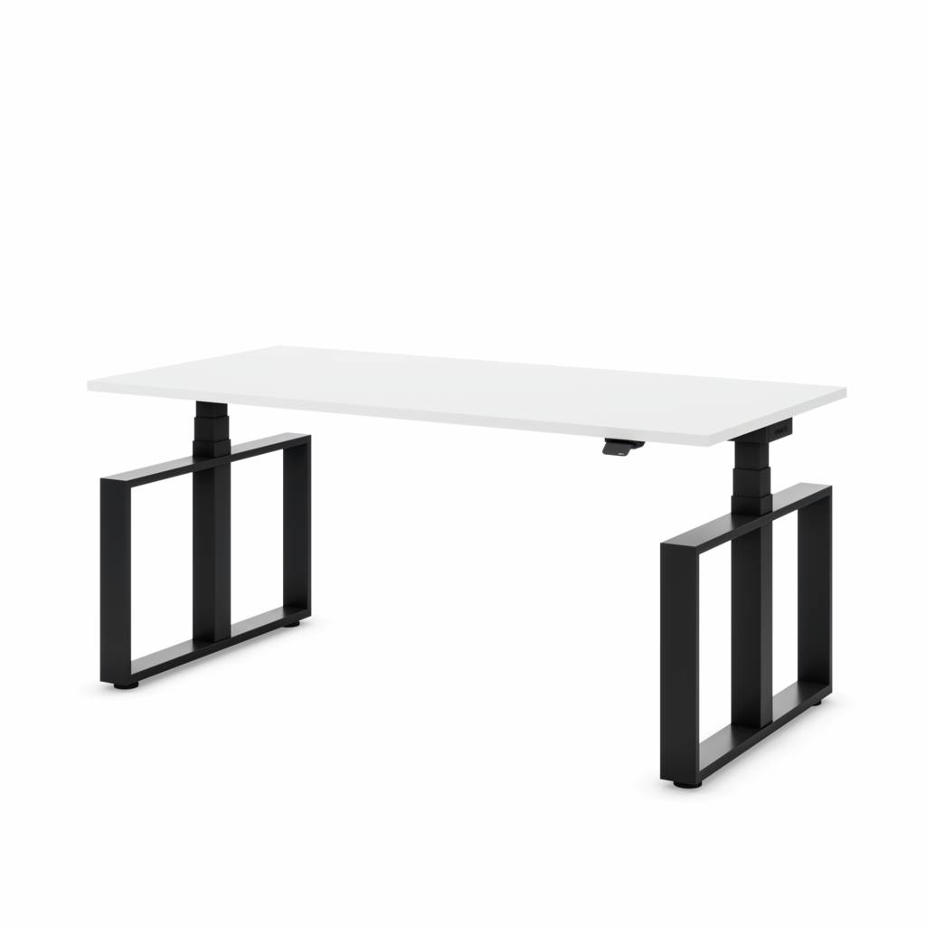 Höhenverstellbarer Schreibtisch 160cm x 80cm schwarz/Stahl Edition Masterlift Flex | Made in Germany | Stabil | Inwerk | schwarz/weiss