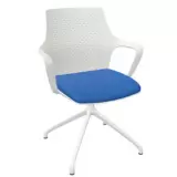Besprechungsstuhl Adria 4-Stern-Fußkreuz - weiß Bezug blau