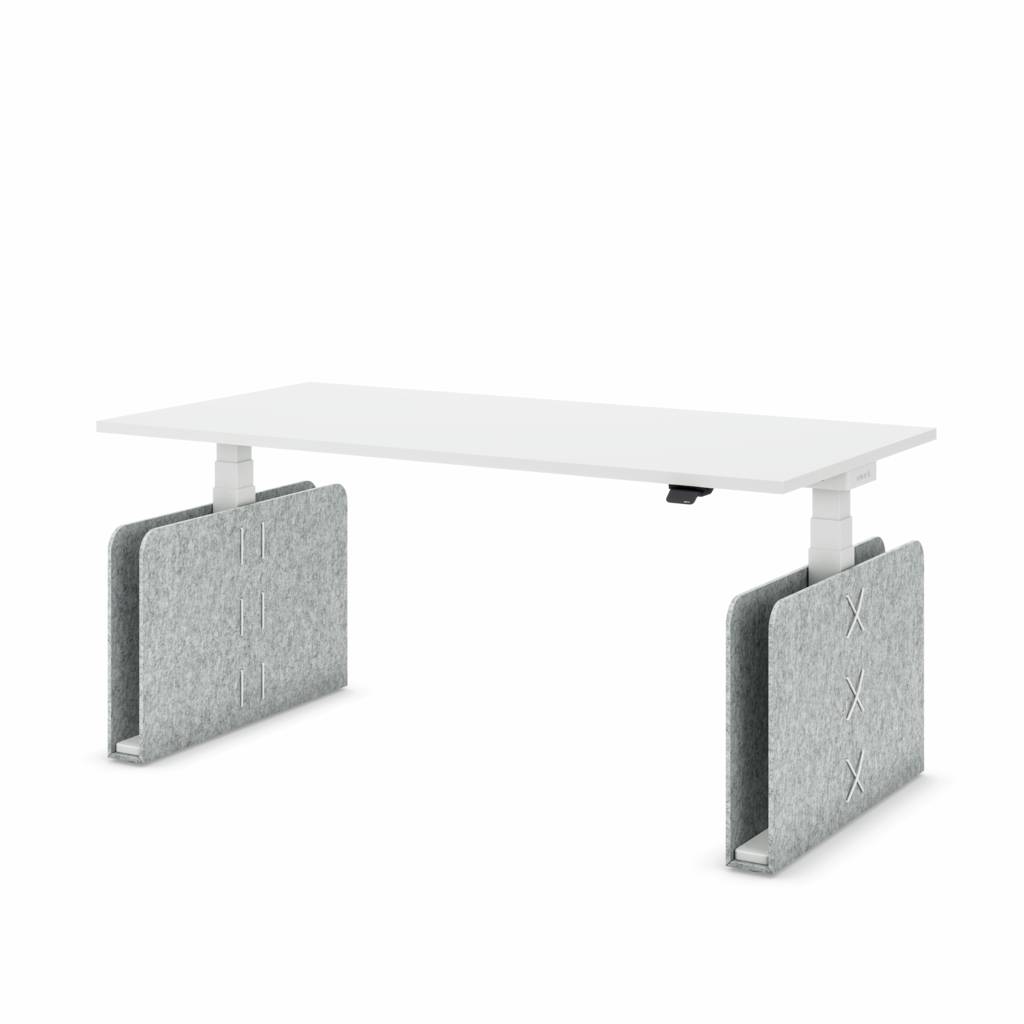Höhenverstellbarer Schreibtisch 160cm x 80cm weiß/Filz Edition Masterlift Flex | Made in Germany | Stabil | Inwerk | weiss | Dekor/HPL/Stahl/Filz