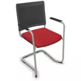 Freischwinger Klaus mit Netzrücken und Armlehnen - rot (C2)