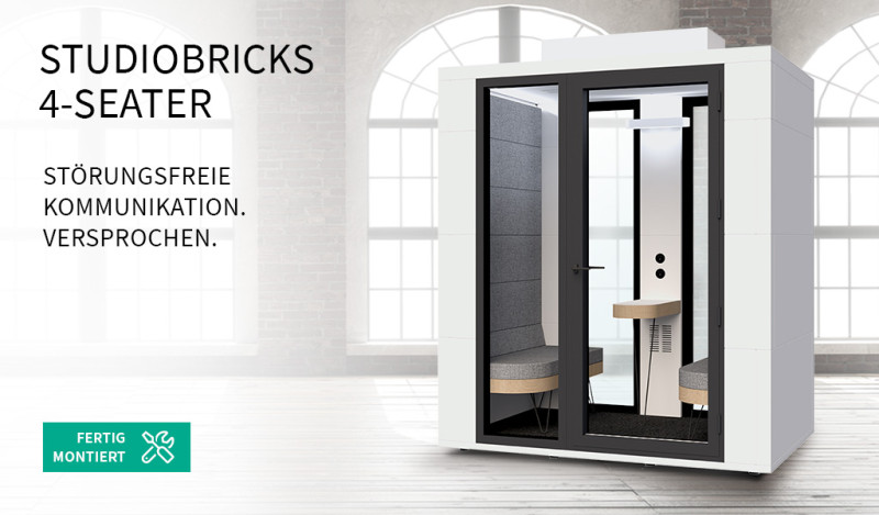 Akustikkabine Studiobricks mit Theke, 4 Personen