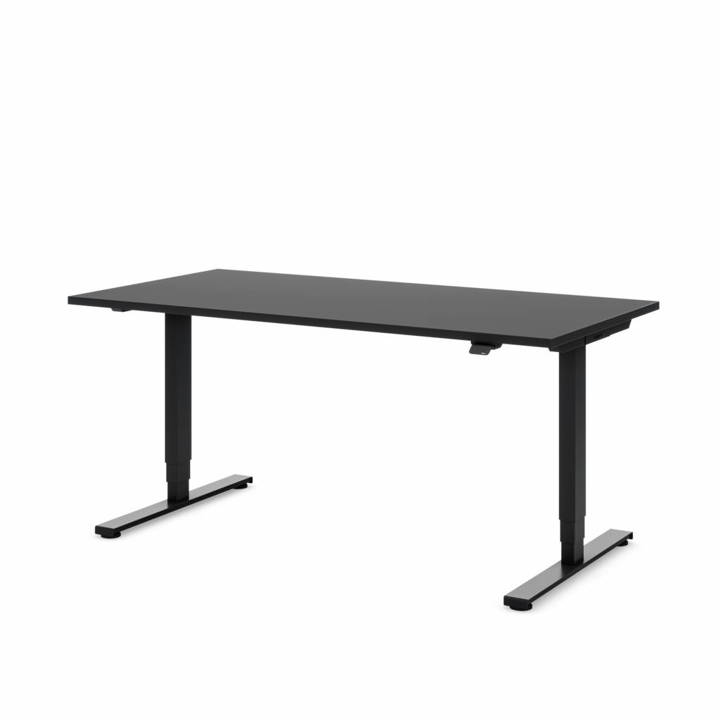 Höhenverstellbarer Schreibtisch Anti-Fingerprint-Beschichtung 160 - 180 cm Schwarz Masterlift 2 | weiche Haptik | Made in Germany | GS Zeichen |Inwerk