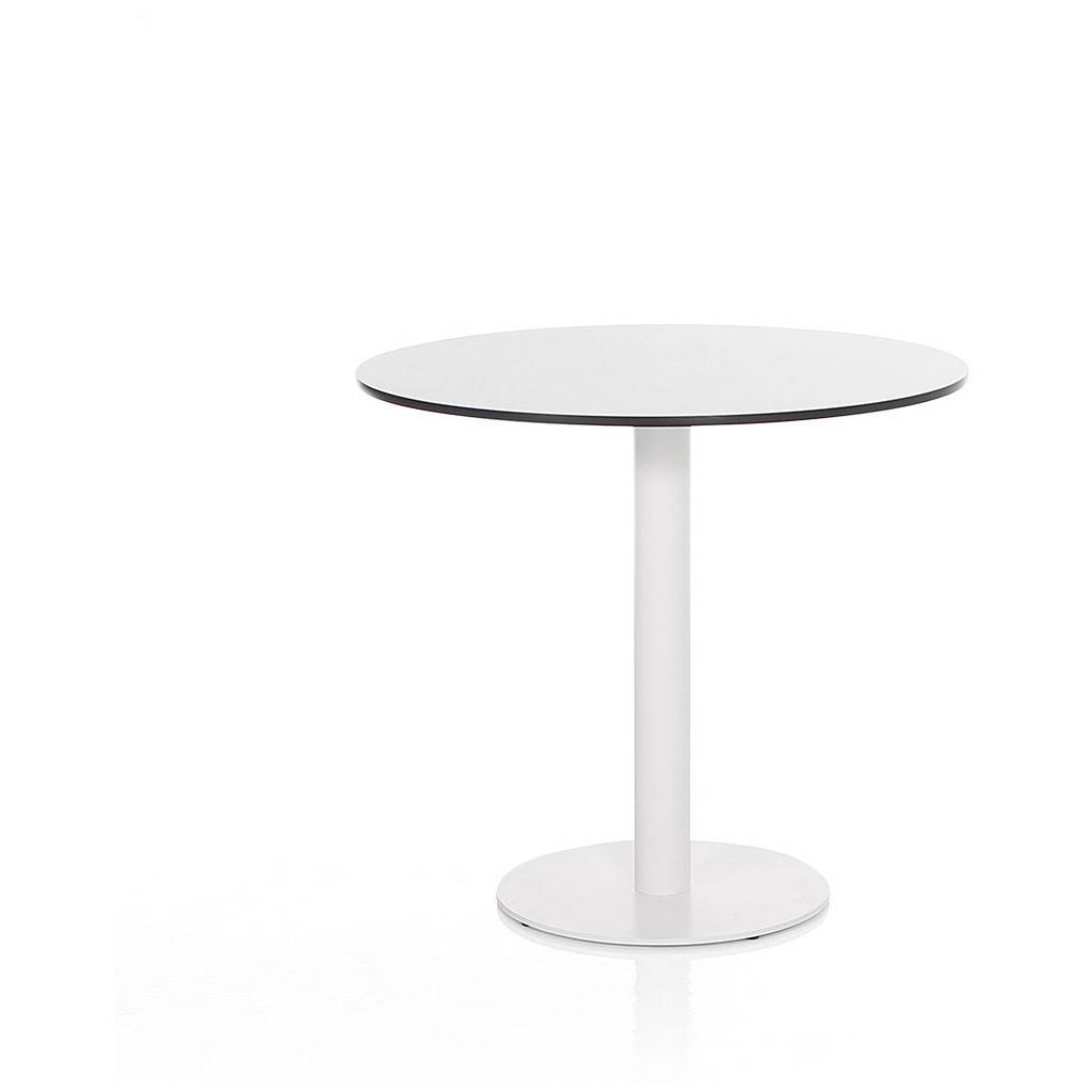 Bistrotisch Inwerk Tara 10 mit Holztischplatte in einer Höhe 740mm, Weiß, Stahl / Melamin Tischplatte
