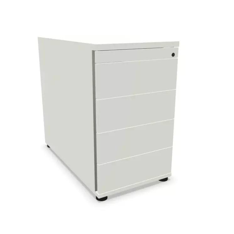 Profi-Standcontainer Bravo Tiefe 800 mm Weiss | abschliessbar | 5 Schubladen | Höhe 72 cm | Breite 43,2 cm | Tiefe 80 cm | Bravo