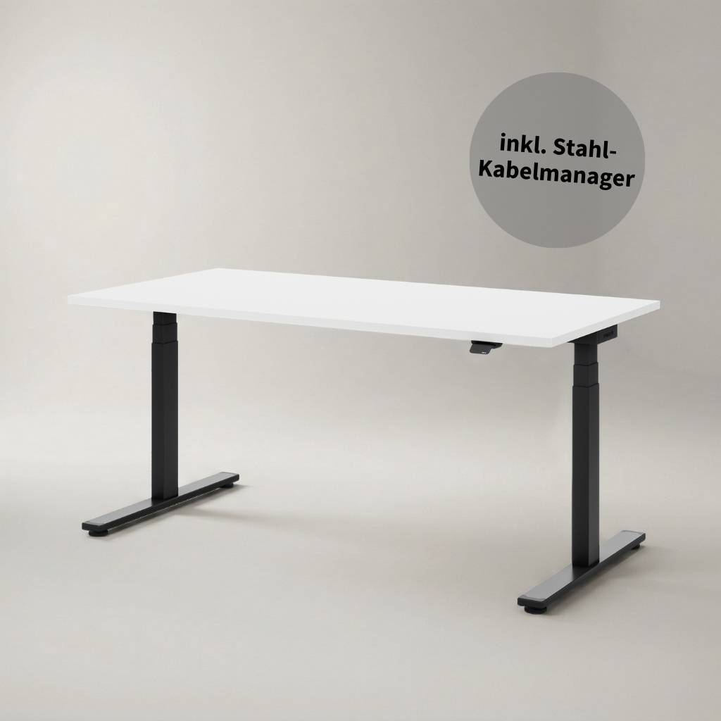 Masterlift Flex höhenverstellbarer Schreibtisch, schwarz 160 x 80 cm mit Kabelmanager