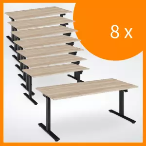 Höhenverstellbarer Schreibtisch Masterlift® Flex Eiche Dekor - 8er-Set