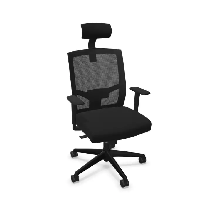 Bürodrehstuhl Inwerk Performo Chair B mit Kopfstütze Schwarz | Netzrücken | Doppelrollen | Inwerk | höhenverstellbar | gepolstert | mit Rückenlehne