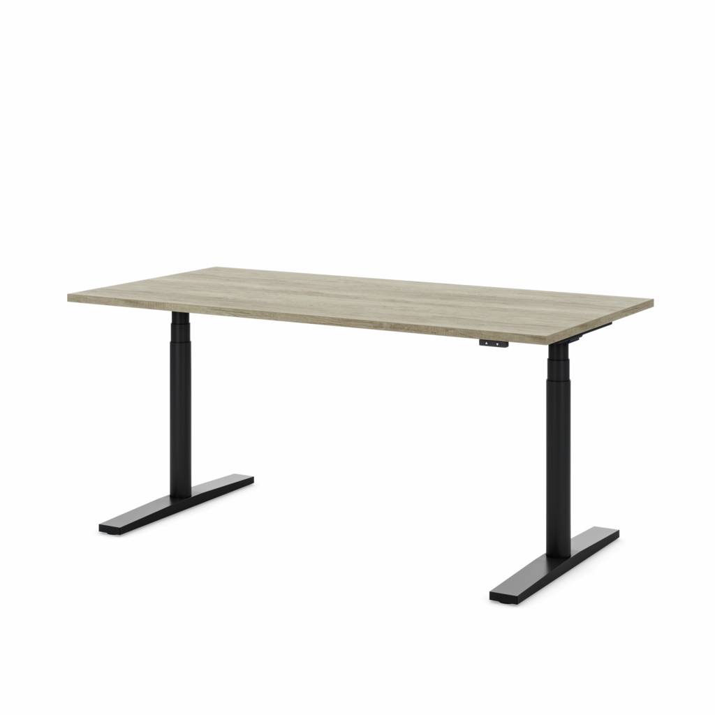 Höhenverstellbarer Schreibtisch Imperio Lift R 120 - 200 cm schwarz / Eiche Dekor | 5 Jahre Garantie | TÜV geprüft | GS zertifiziert | Inwerk