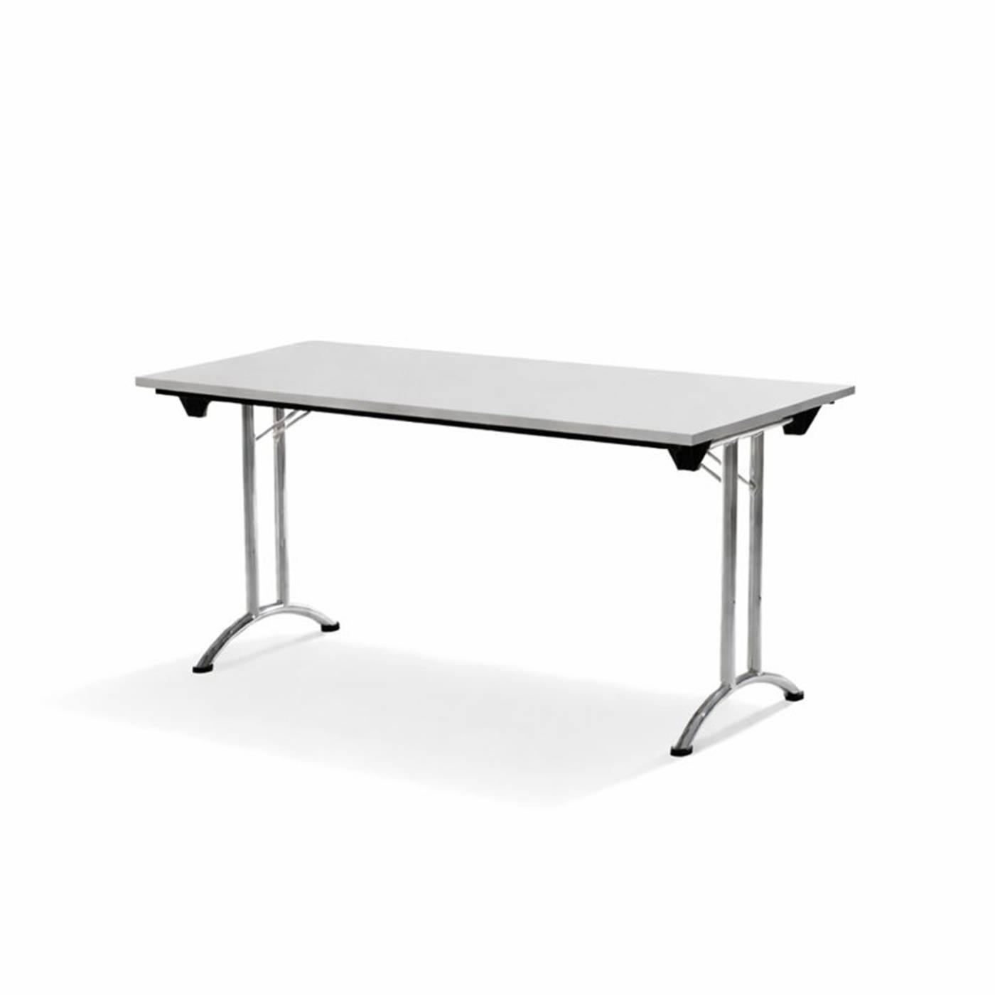 Klapptisch Doppelfuß gebogen, Grau 180 x 80 cm, verchromt