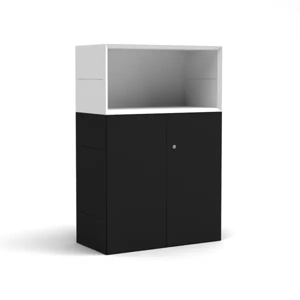 Sideboard Masterbox® B 800 x H 1200 mm 3 OH offenes Fach, schwarz-weiß