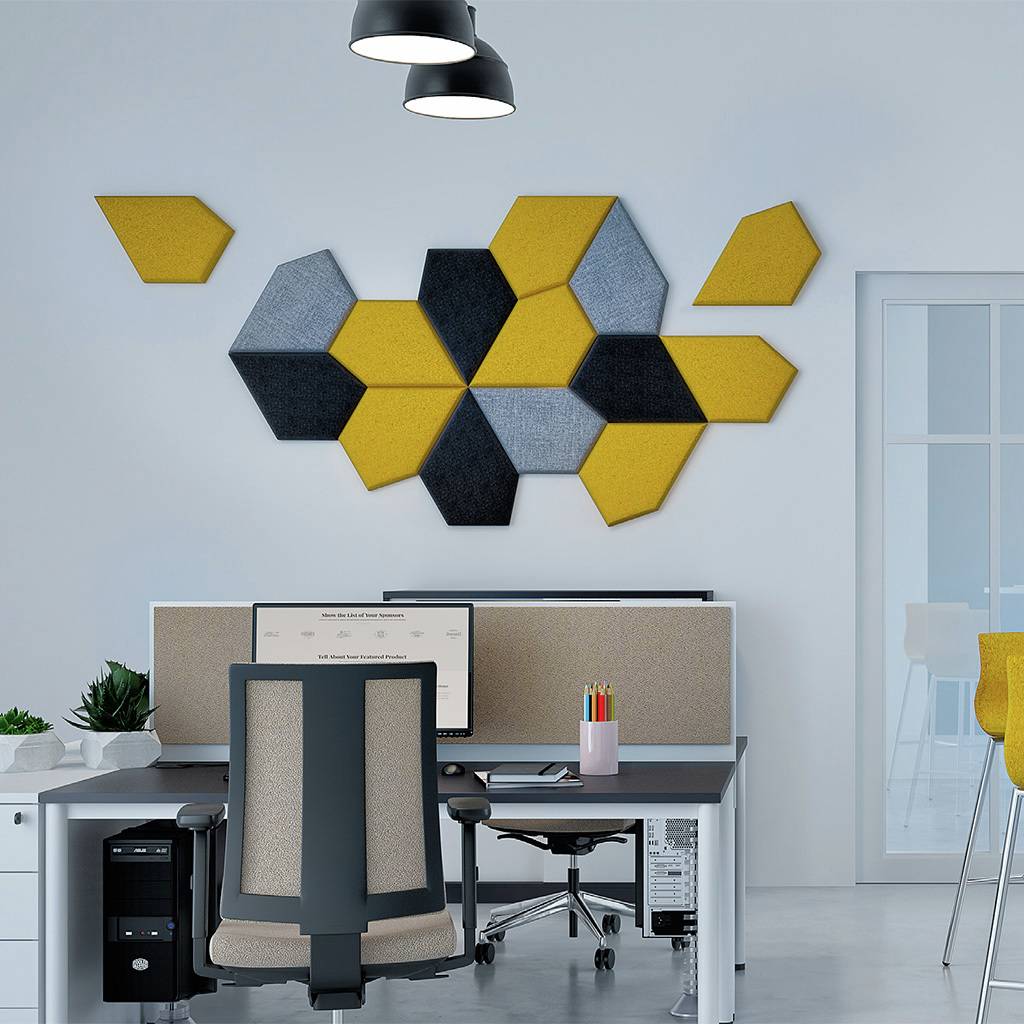 Akustik Wandabsorber Dart – moderne Wandgestaltung | Schallabsorber aus Filz, Stoff Hush/Synergy | vielseitig einsetzbar in Büros | Hotels & mehr