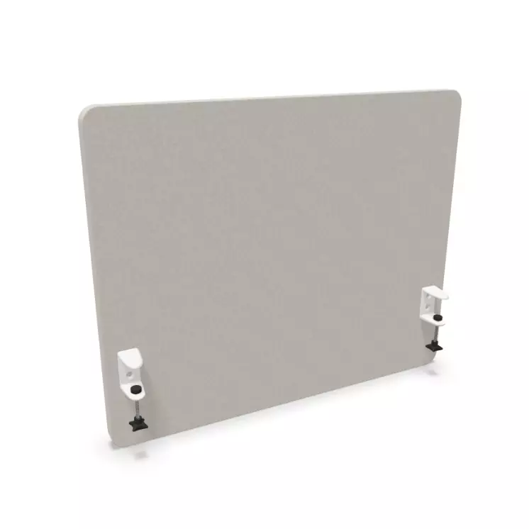 Akustik Tischtrennwand Quiet Express Stoffbezug | Beige | Gunnar | Höhe 650 mm | Breite 800 mm | Tischklemme | abgerundet