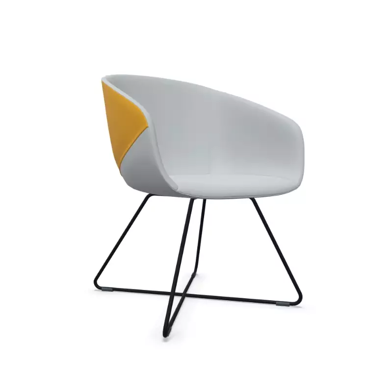Lounge Sessel Ocho Orange/Grau | Gepolstert | Pulverbeschichtetes Stahl Kufen-Gestell | Bariton | fertig montiert