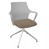 Besprechungsstuhl Adria 4-Stern-Fußkreuz - grau Bezug beige