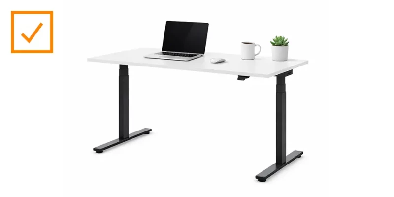 Inwerk Checkliste – Höhenverstellbarer Schreibtisch Masterlift Flex mit schwarzem Gestell und weißer Tischplatte