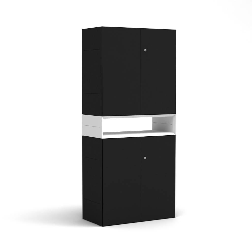 Schrank Masterbox B 800 x H 1800 mm 4 OH schwarz-weiß