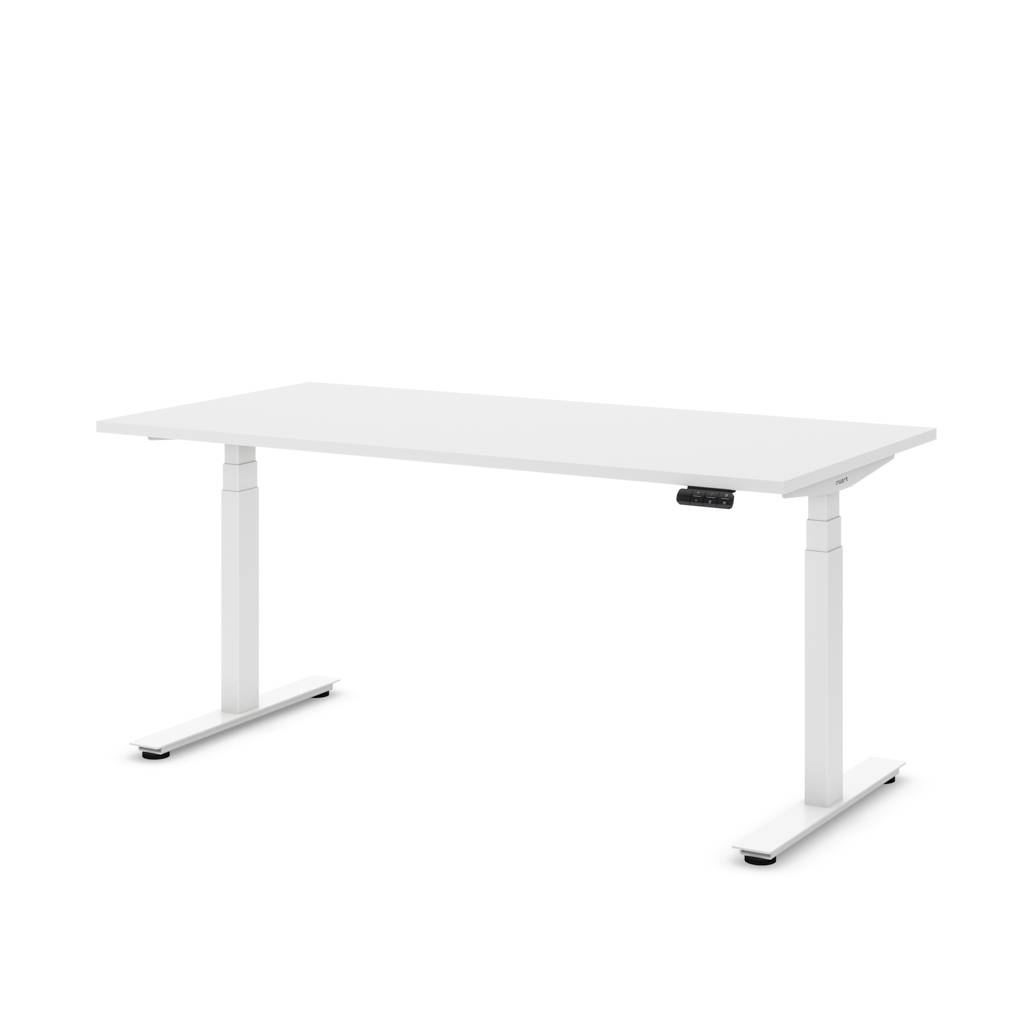 Ecolift Plus höhenverstellbarer Schreibtisch 160 x 80 cm – Homeoffice – inkl. Kabelmanagement (Weiß)