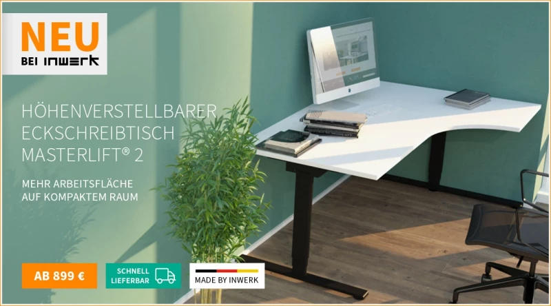 Höhenverstellbarer Eckschreibtisch Masterlift 2
