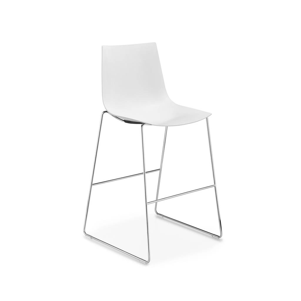 Girsberger Barhocker Nava Kufengestell, Weiss / Chrom, Kunststoff / Metall, 54,5 x 113,2 x 57 cm