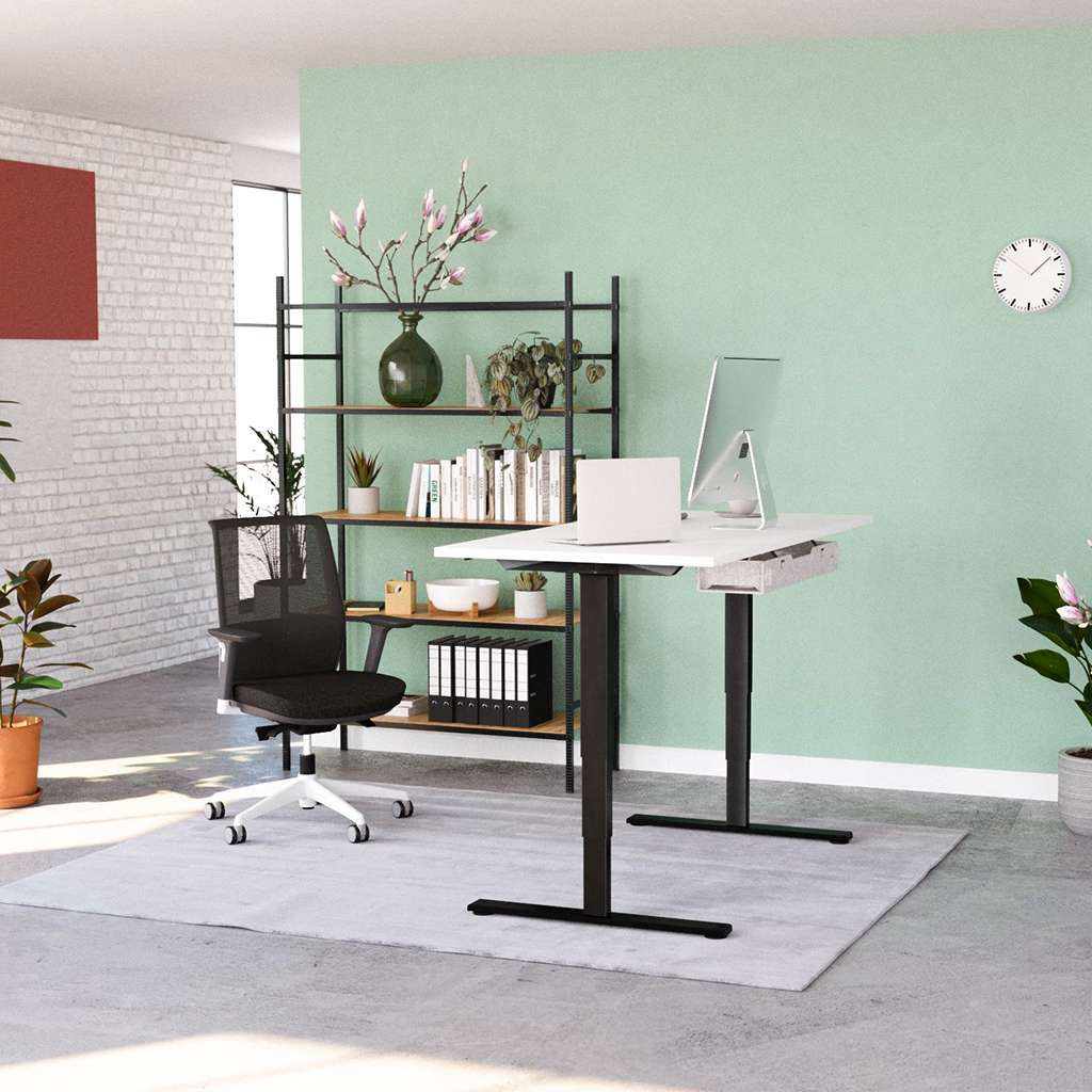 FORTENA Büro Set Schreibtisch & Drehstuhl - Modernes Homeoffice | 100x50cm Tisch Mit Klappfunktion