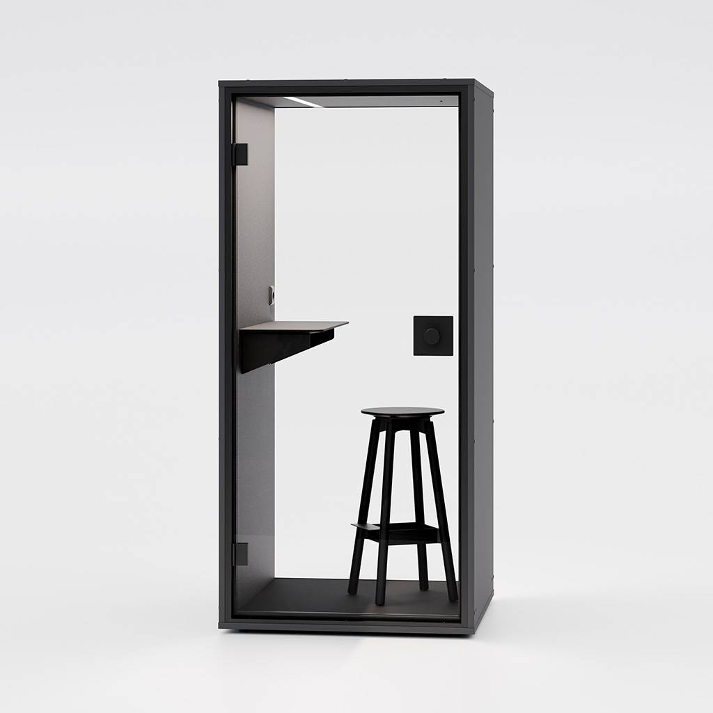 Telefonbox Berlin Acoustics Focus , Schwarz mit Glas-Rückwand