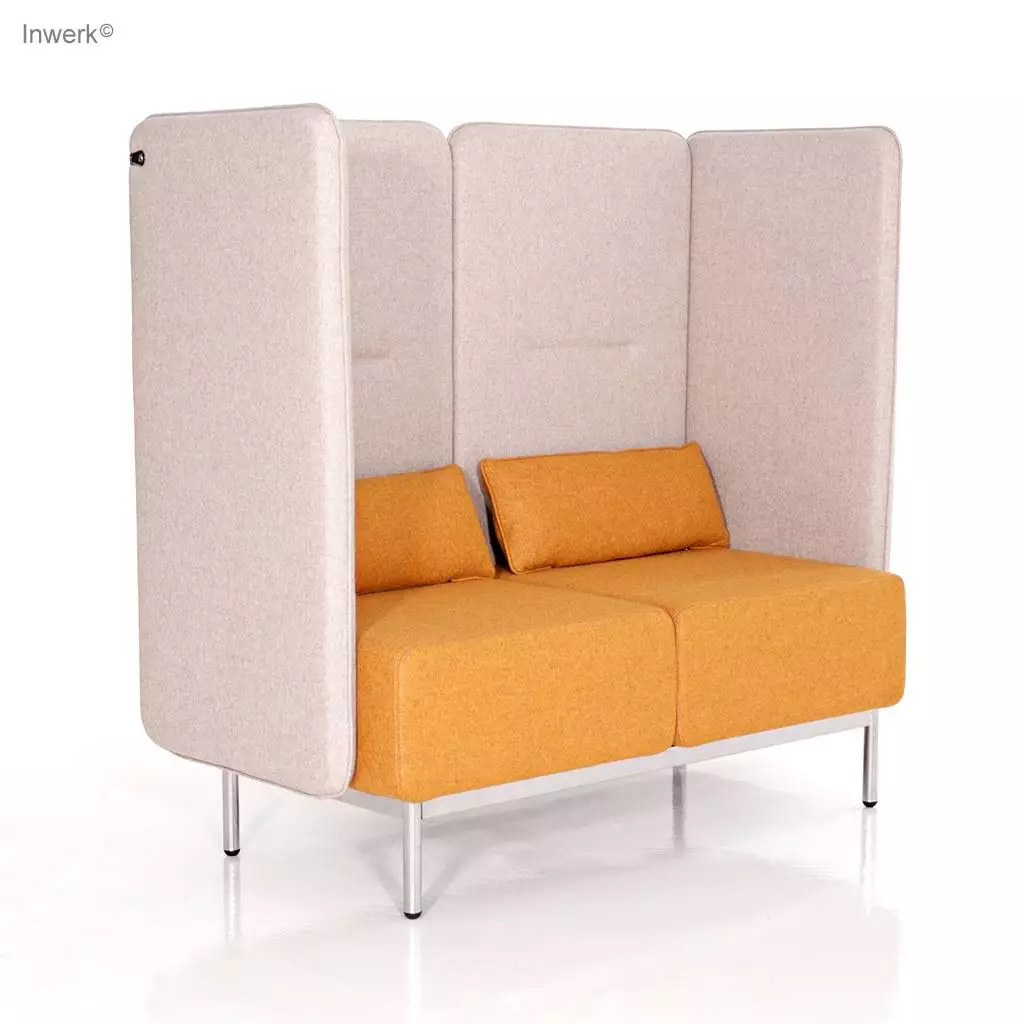 Highback Sofa Alternis Orange/Beige | Wollstoff | Akustik absorbierend | Sitzplätze 2 | 4-Fuß Gestell | Modular | Napoleon | mit Rückenlehne
