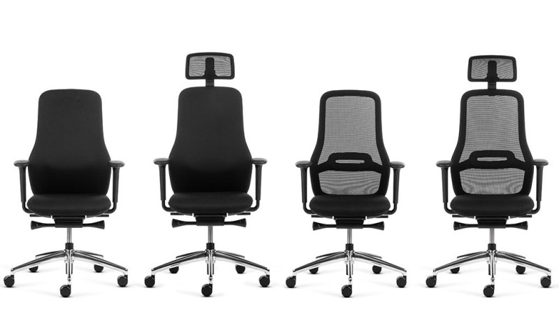 Inwerk Drehstuhl MasterChair Premium schwarz mit Polster- oder Netzrücken sowie mit oder ohne Kopfstütze