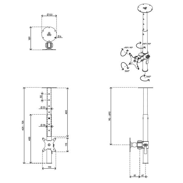 Monitorhalterung Viewmate Dataflex für 1-2 Bildschirme | Inwerk Büromöbel