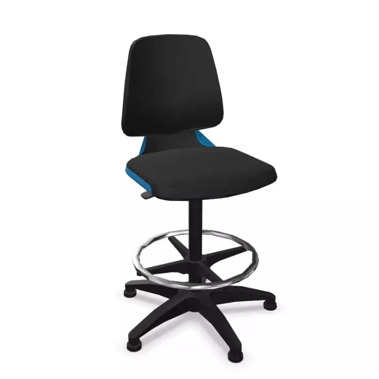 Counterstuhl Bimos Labsit Blau/Schwarz | Laborstuhl | Fussstütze Fußring | DIN 68877 | Reinräume Klasse 3 | Bimos | ergonomisch | mit Rückenlehne