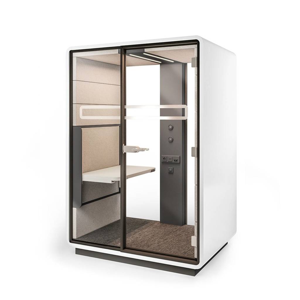 Raumsystem Hush Work Sit & Stand white Edition | HushOffice | Weiss | ergonomisch | bis 135 kg | Synchronmechanik | Kunstleder