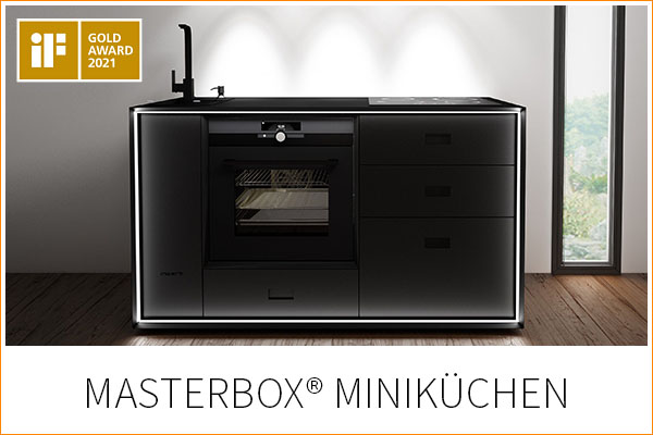 Inwerk Miniküchen - Sie integriert alle typischen Geräte auf kleinstem Raum: Kühlschrank, Kochfeld, Spüle, Spülmaschine und Mikrowelle. Die perfekte Lösung bei wenig Stellfläche.