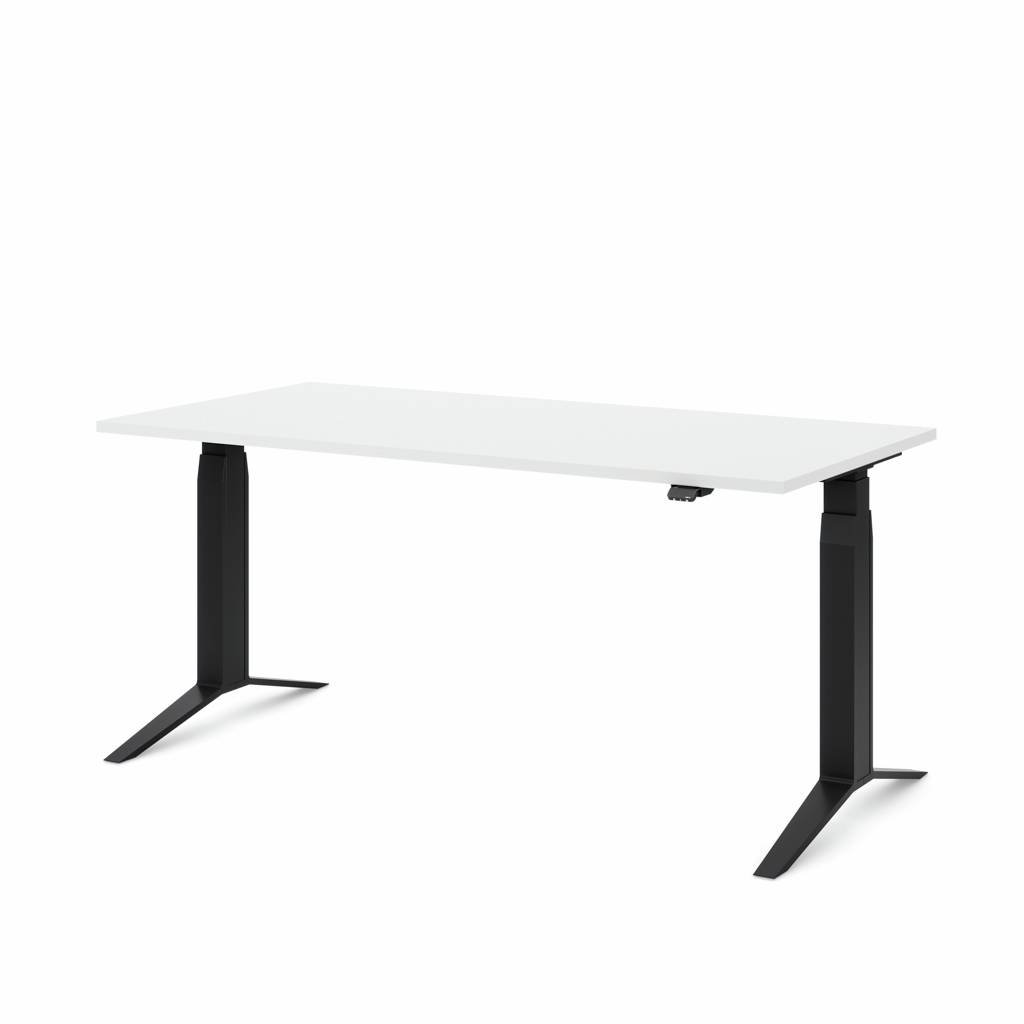 Masterlift 5 Höhenverstellbarer Schreibtisch Weiss / Gestell schwarz Breite 160 cm | Tiefe 80 cm | Inwerk | höhenverstellbar | ergonomisch