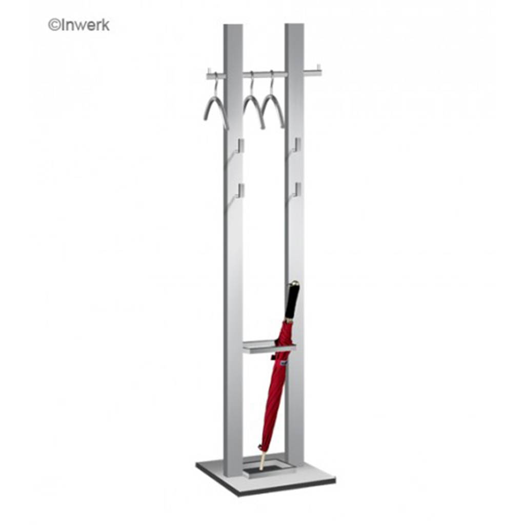 Garderobe mit Kleiderbügelstange – Praktischer Garderobenständer für Büro und Empfang Grau | Stahl | Höhe 180 | Breite 53 cm | Cortina | Silber