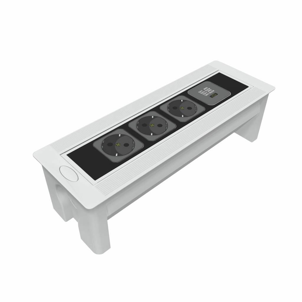 Einbausteckdose NETBOX Turn: 3x Schuko + USB-C-Charger 20 W