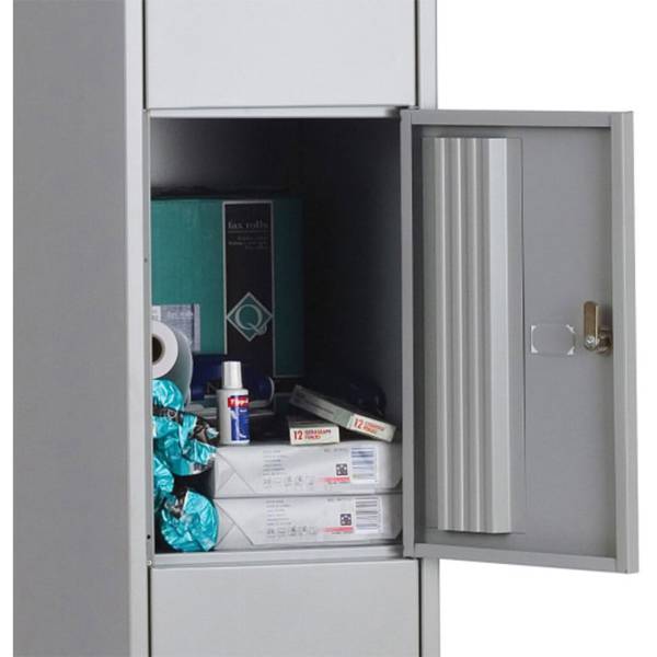 BISLEY Schließfachschrank Office 1 Abteil - 4 Fächer Metallschrank 30,5x30,5x180 Cm Silber