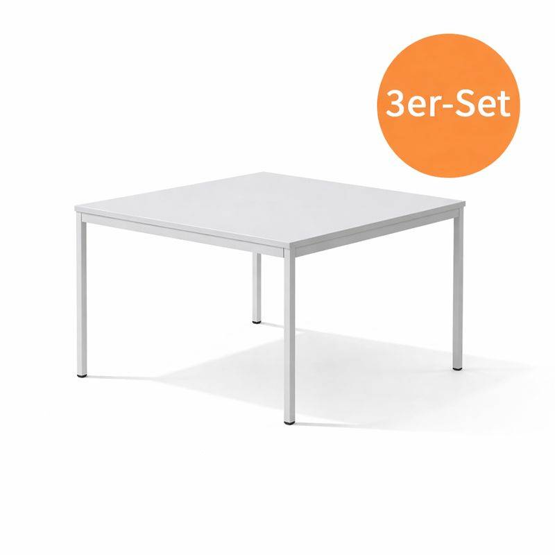 3er-Set Büro Schreibtisch MTB, 70 x 70 cm, Tischplatte und Gestell Grau